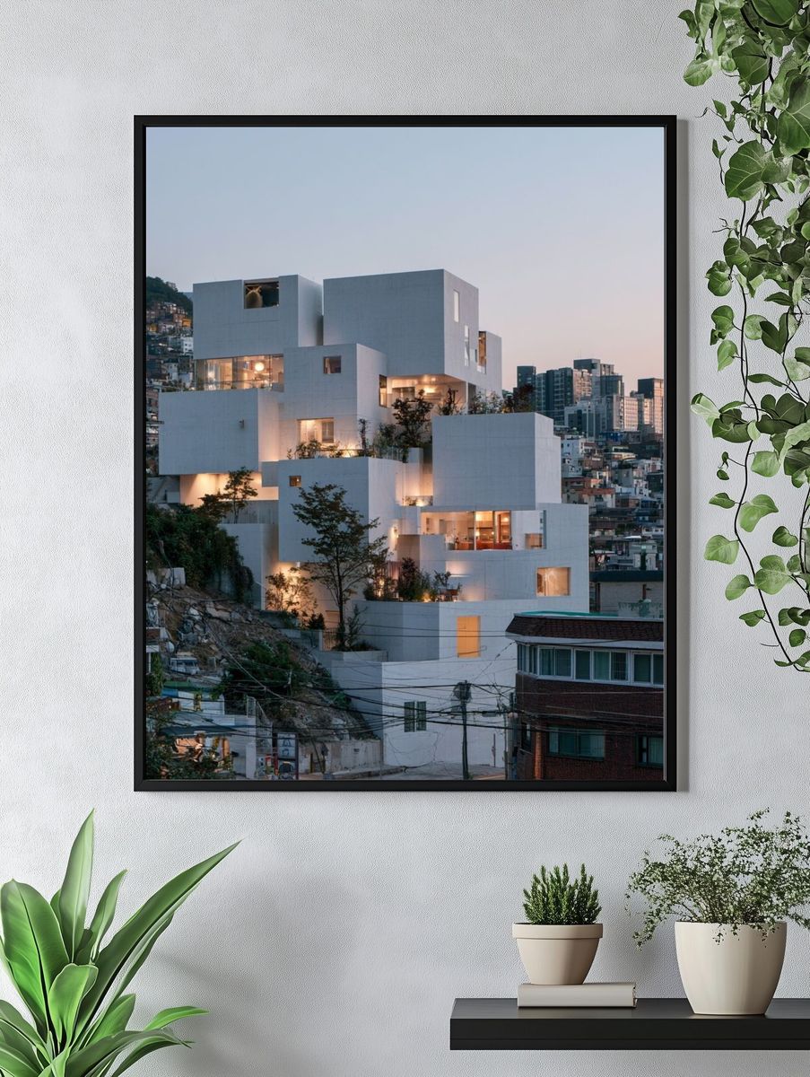 Modern Hillside Architecture Poster. — room view 4