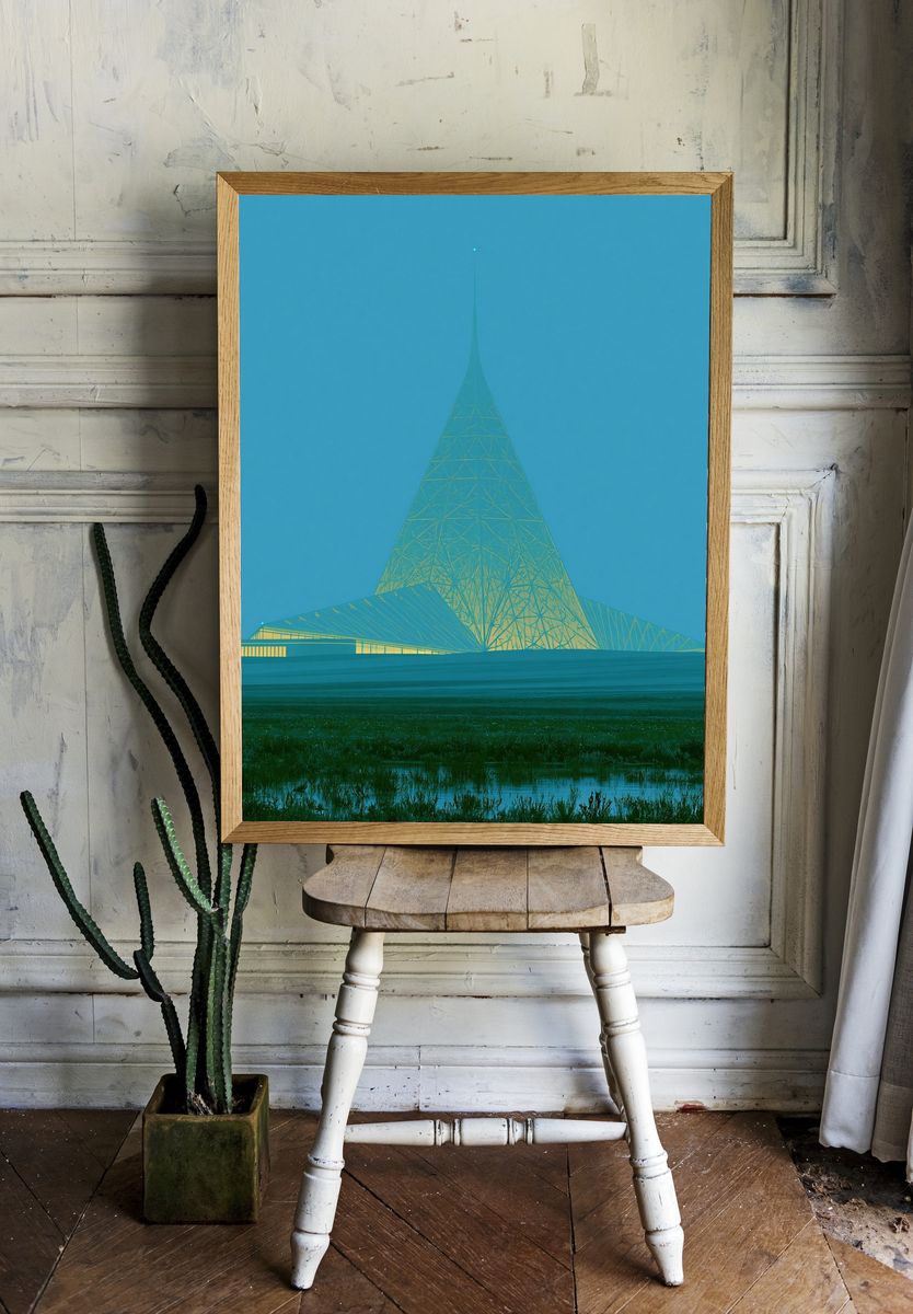 Futuristic Tower Landscape Print. — room view 1