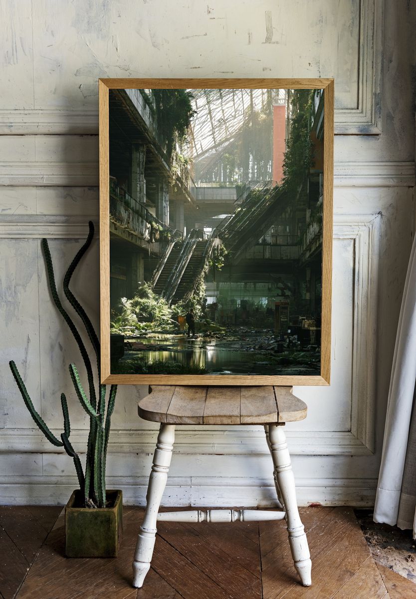 Overgrown Atrium Ruins Poster. — room view 1