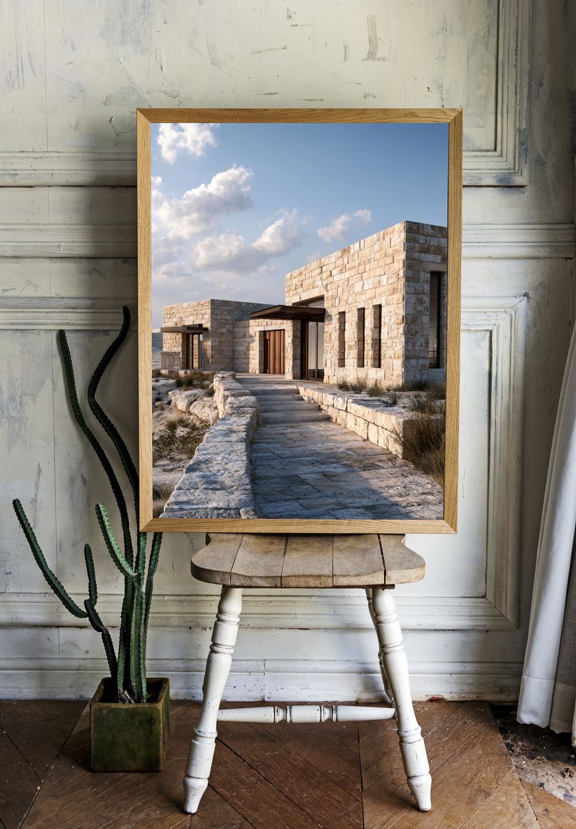 Desert Stone House Photography Poster. — room view 1