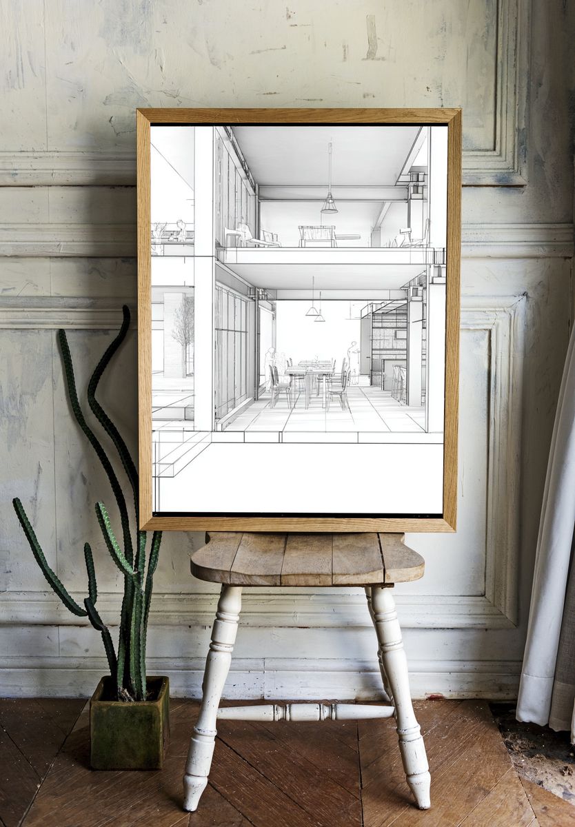 Modern Interior Sketch Poster. — room view 1