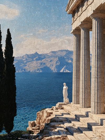Ancient Seaside Temple Poster.