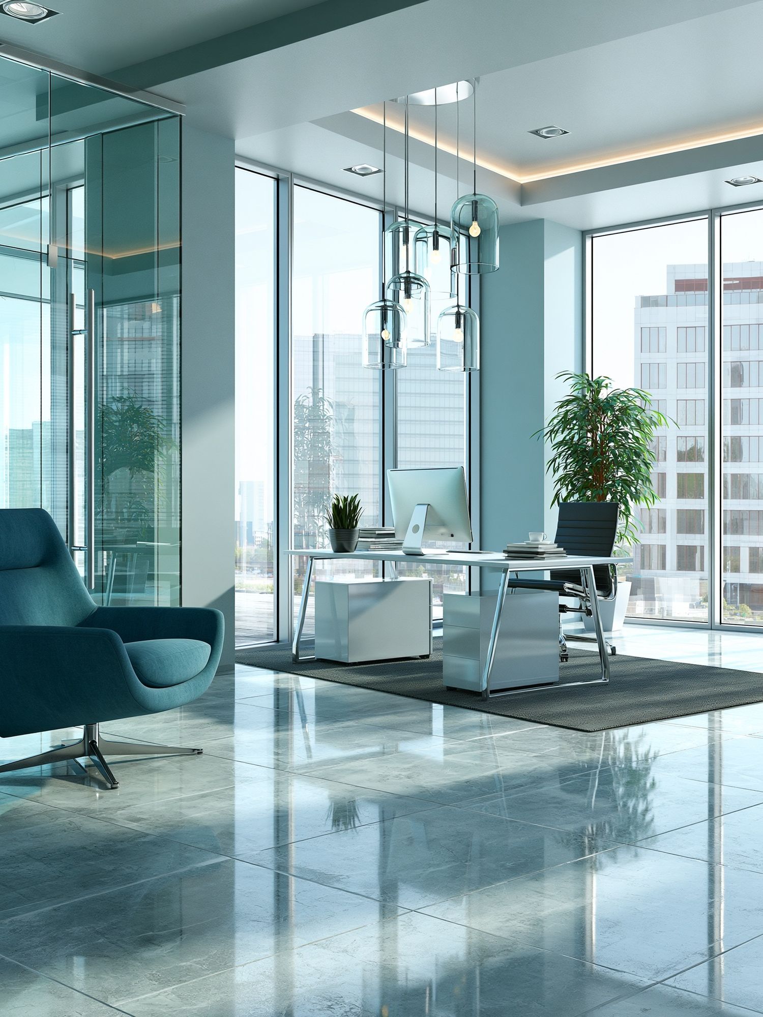 Modern Glass Office Interior Poster. poster — architecture art