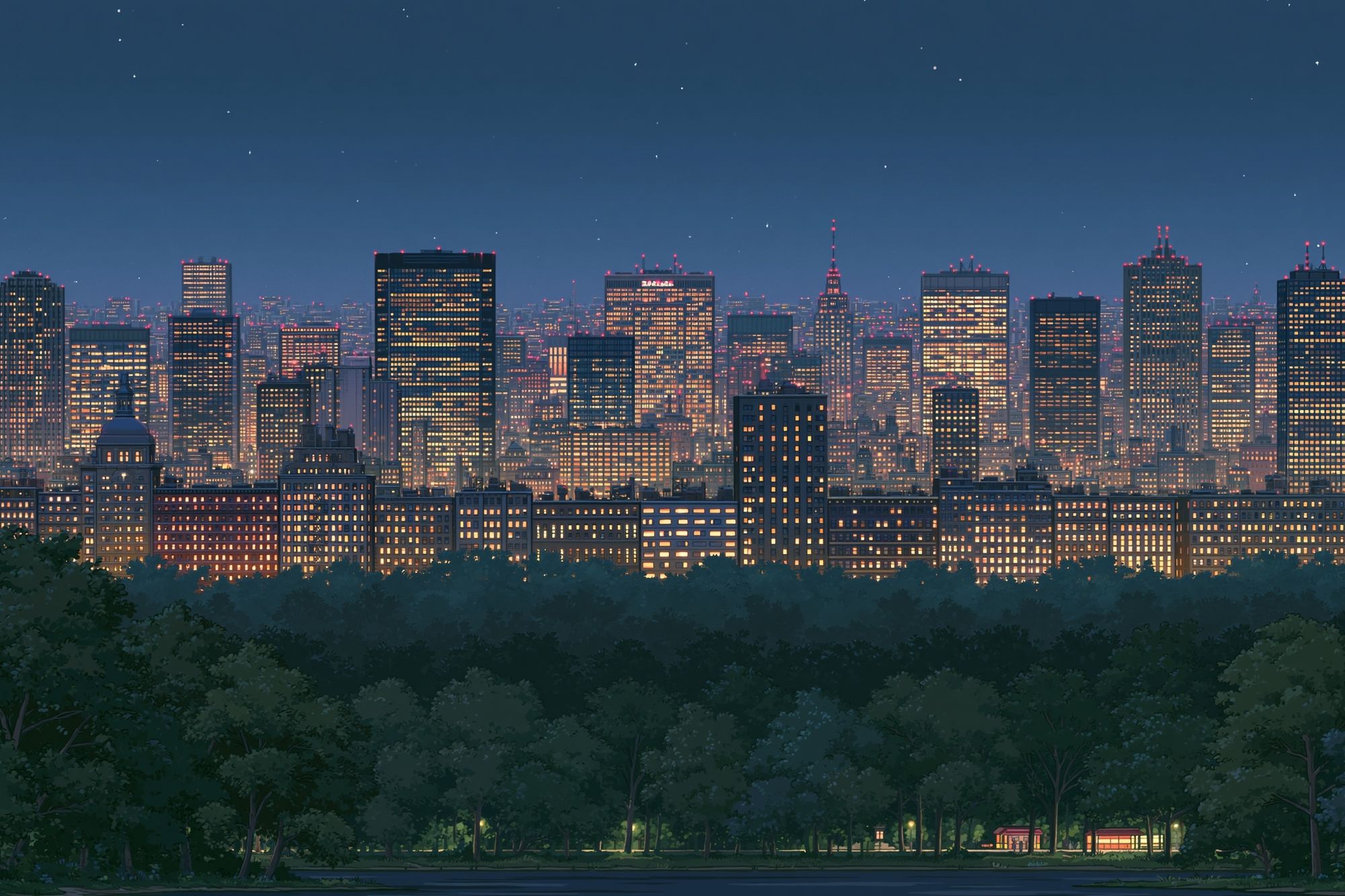 New York Skyline Nightscape Print. poster detail