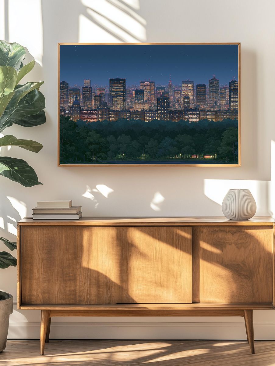 New York Skyline Nightscape Print. — room view 3