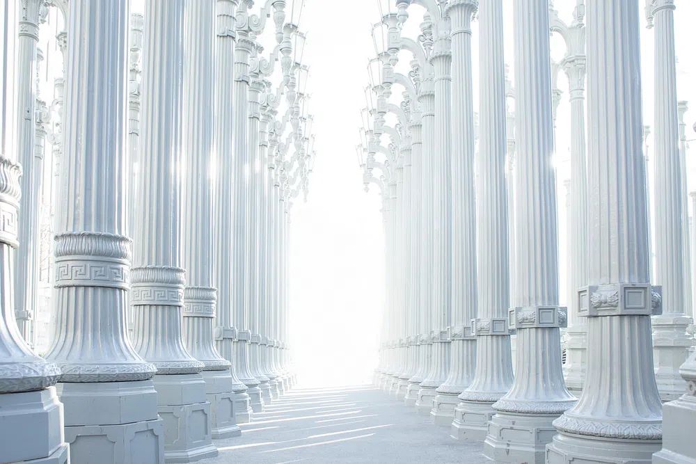 Impressive pillar white architecture central. poster — architecture art