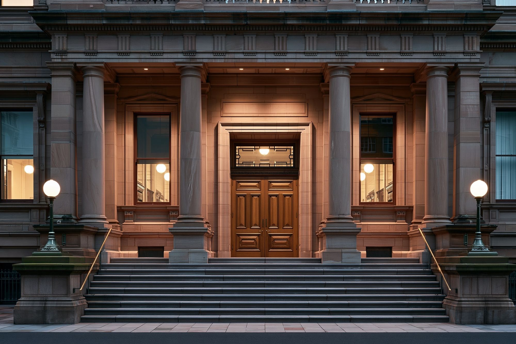 Grand Stone Facade Photography Poster. poster detail