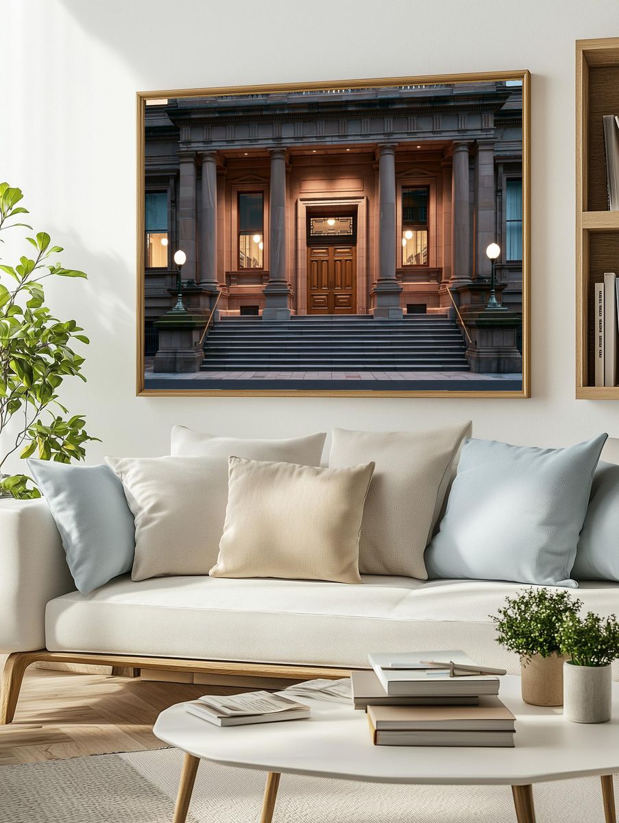 Grand Stone Facade Photography Poster. — room view 2