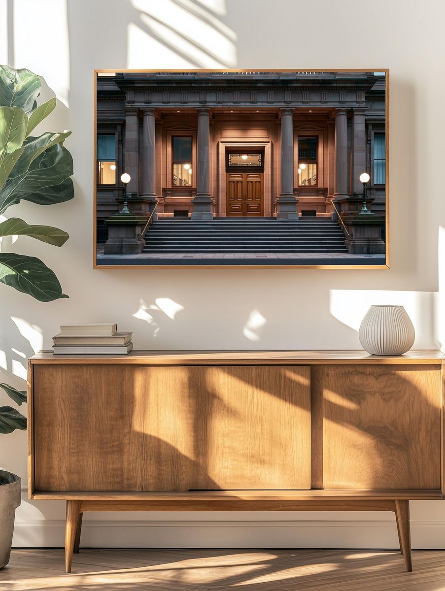 Grand Stone Facade Photography Poster. — room view 3