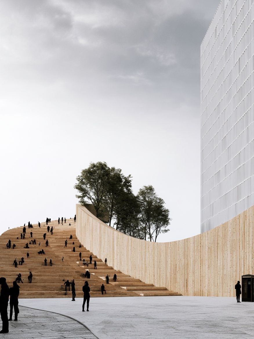 Modern Urban Stairway Architecture Print. poster — architecture art