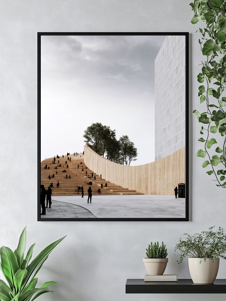 Modern Urban Stairway Architecture Print. — room view 4