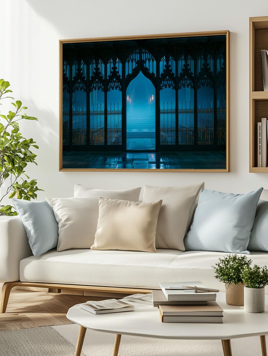 Gothic Cathedral Portal Print. — room view 2