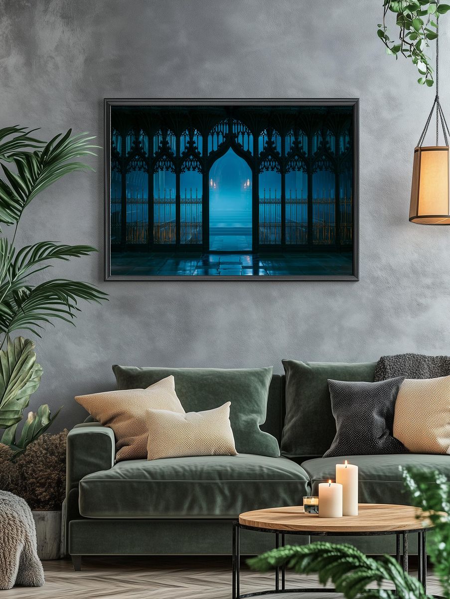 Gothic Cathedral Portal Print. — room view 4