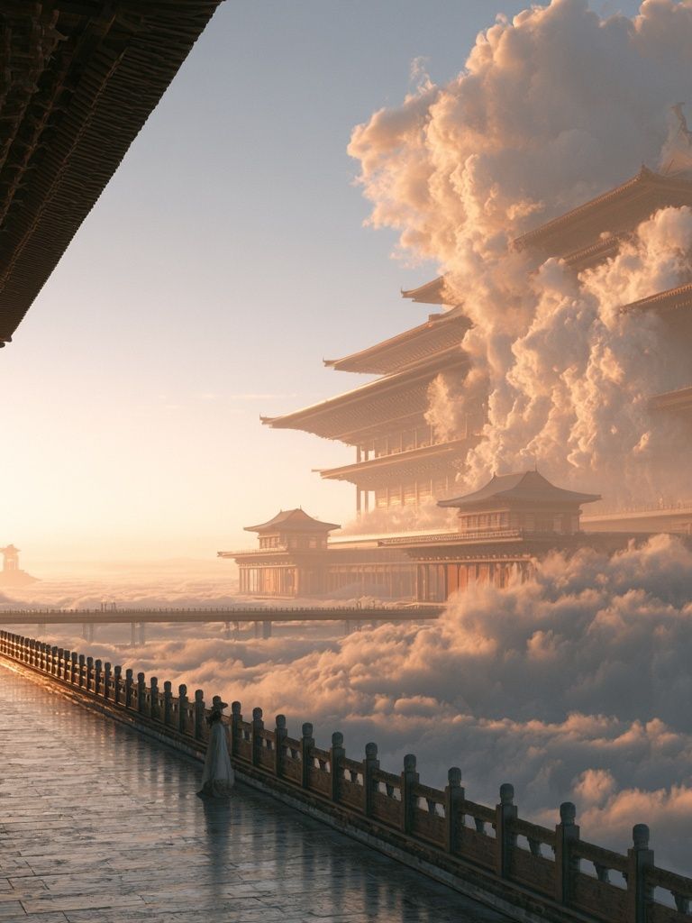 Celestial Temple Clouds Poster. poster detail