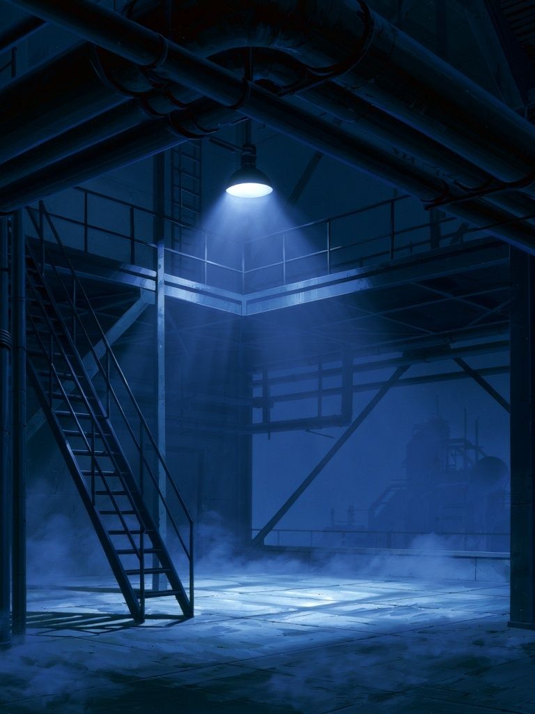 Blue Industrial Warehouse Poster. poster — architecture art