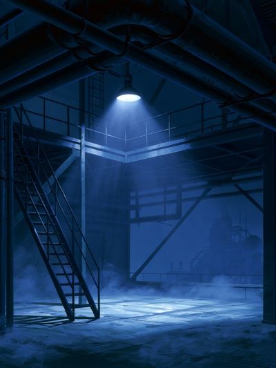 Blue Industrial Warehouse Poster. poster