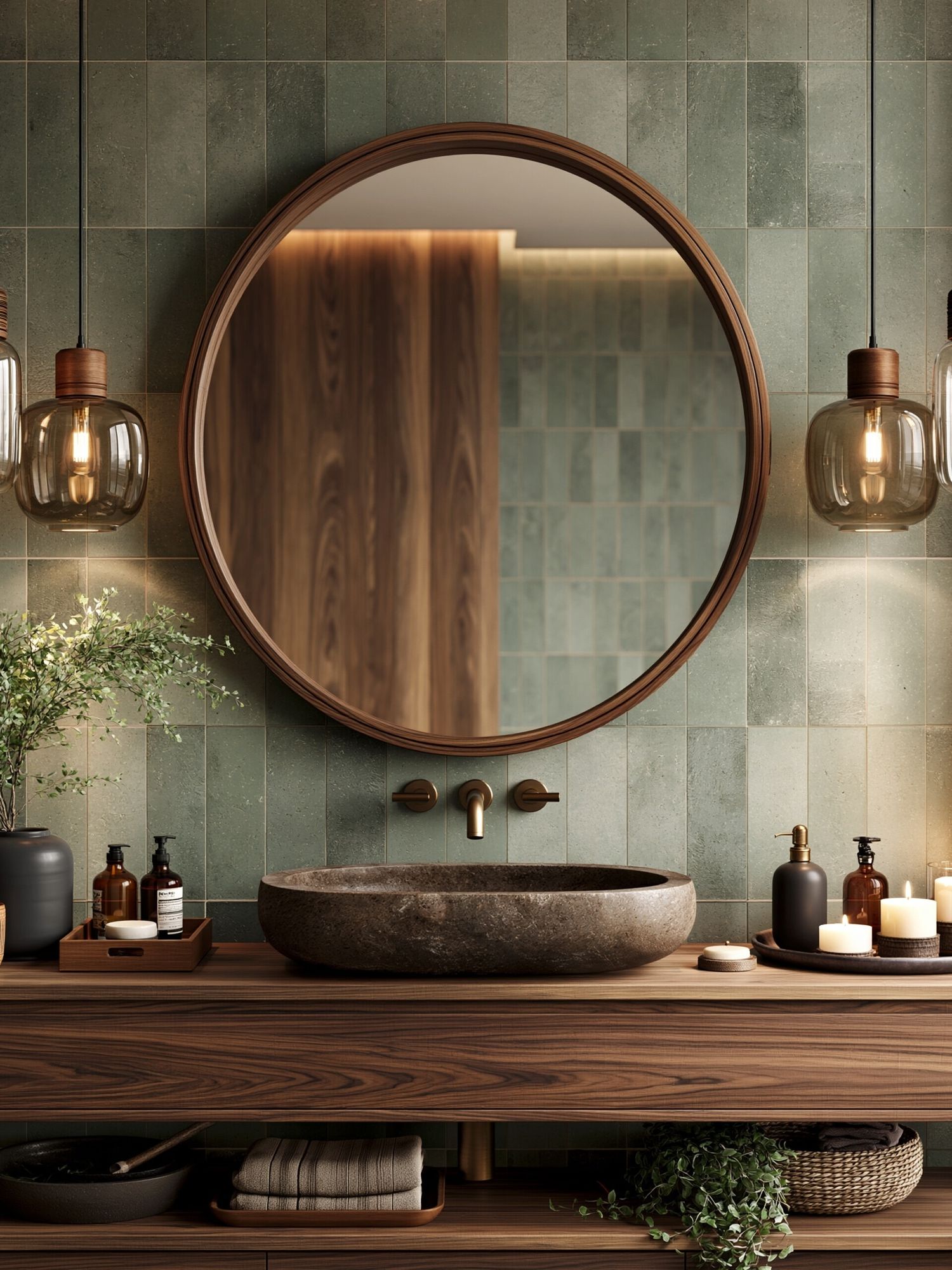 Japandi Bathroom Interior Poster. poster detail