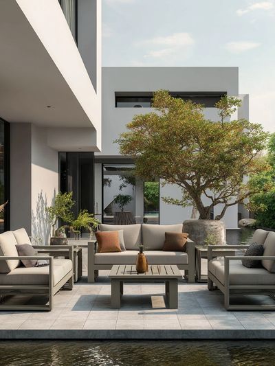 Modern Courtyard Villa Photography Poster.