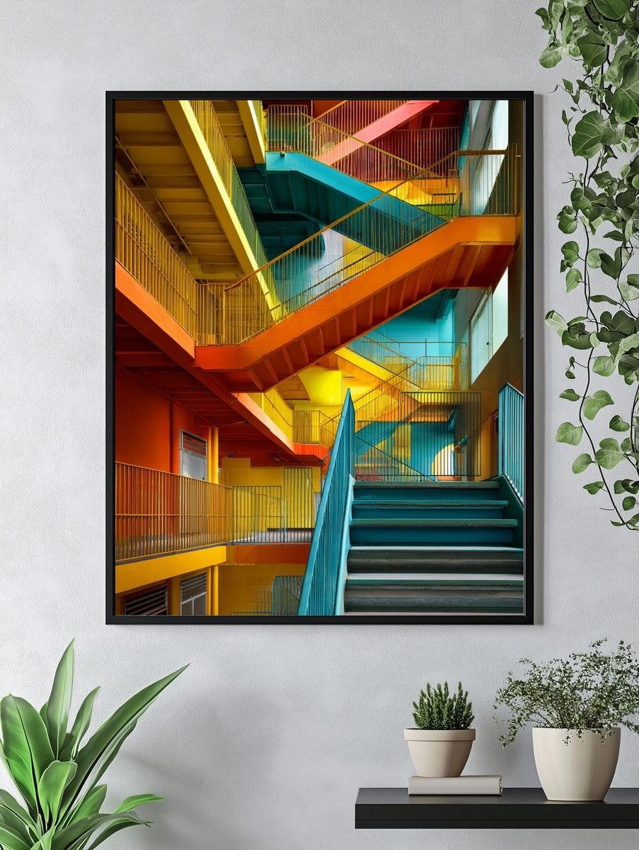 Colorful Staircase — Photography Print. — room view 4