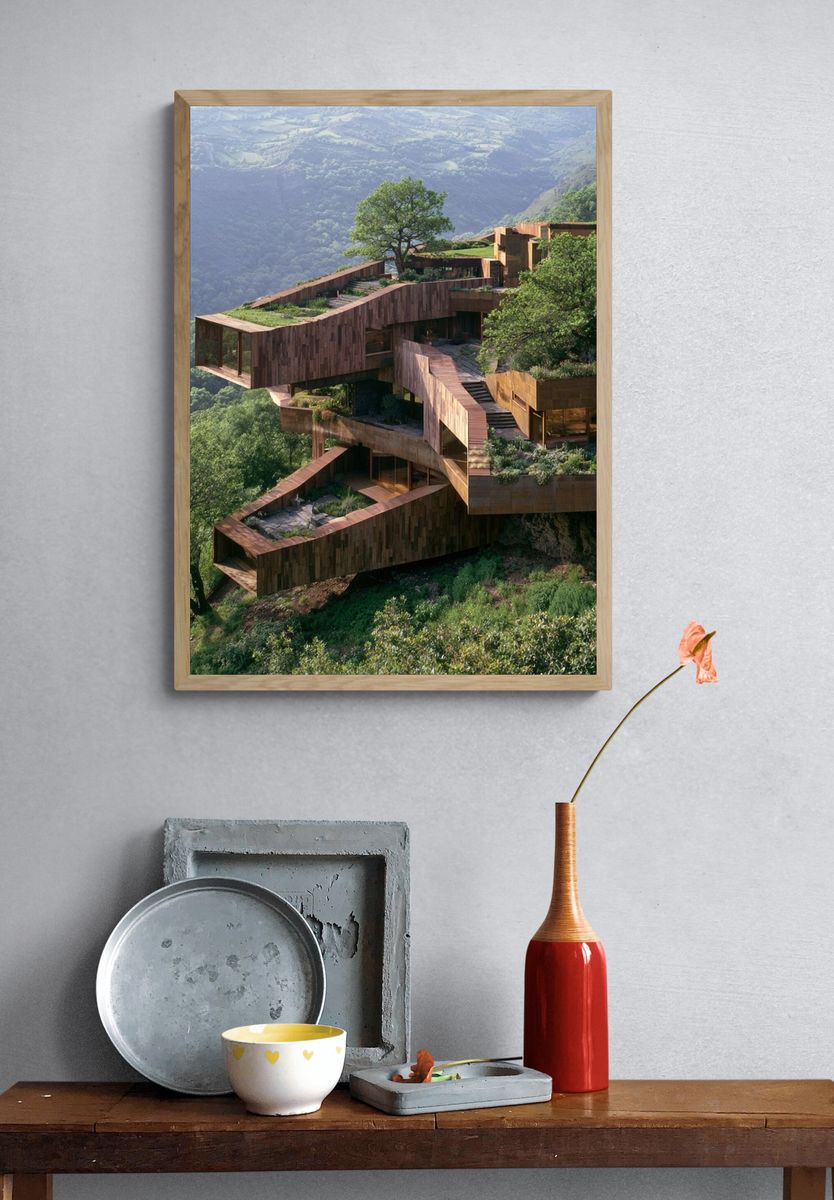 Cliffside Eco House Photography Poster. — room view 3