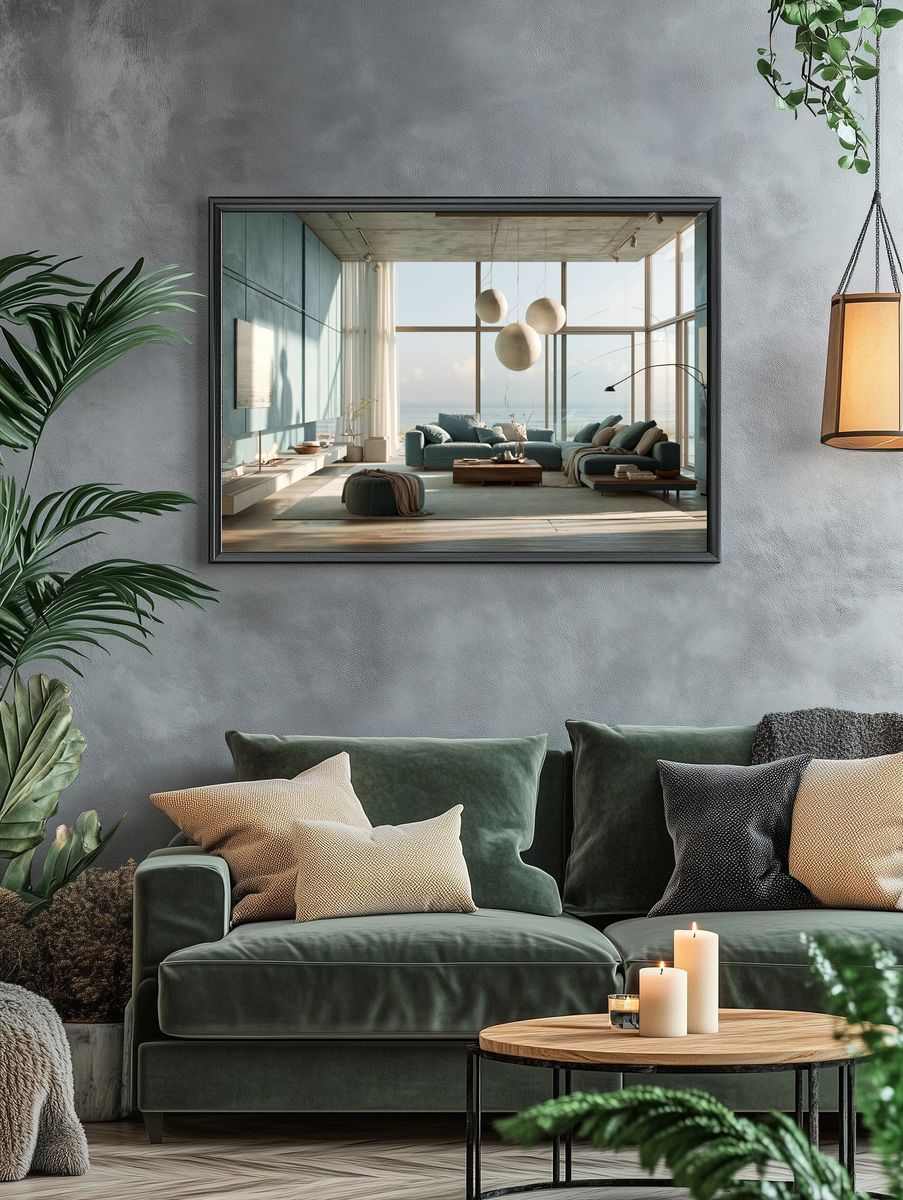 Seaside Modern Living Room Print. — room view 4