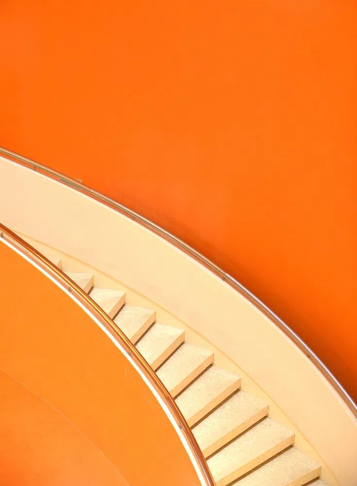 Curved Staircase — Minimalist Print. poster — architecture art
