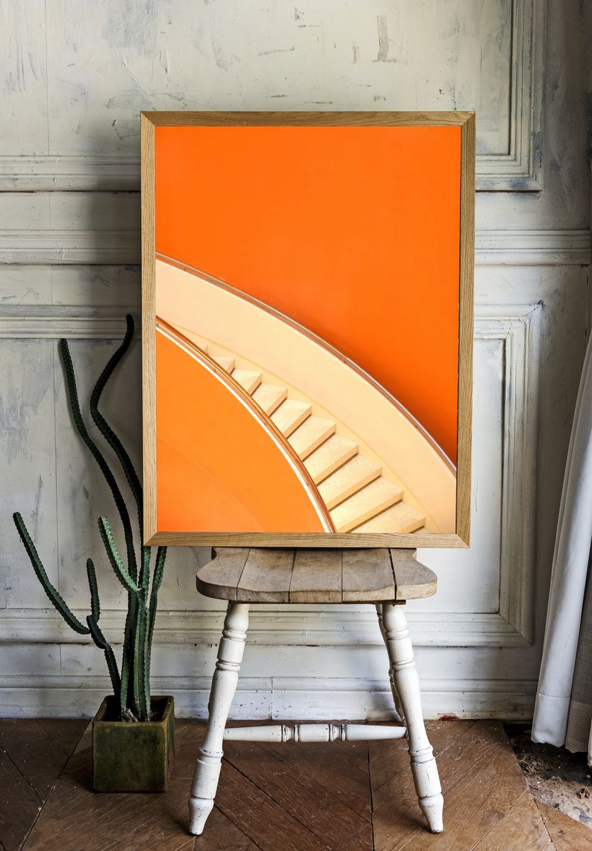 Curved Staircase — Minimalist Print. — room view 1
