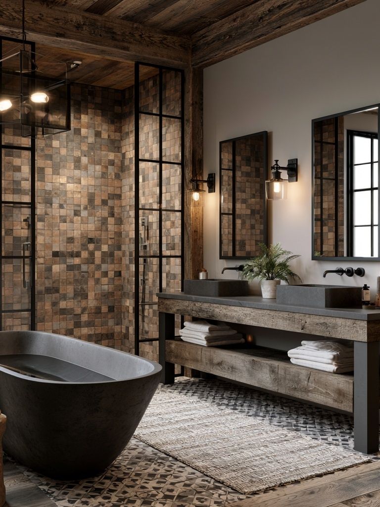 Rustic Spa Bathroom Interior Print. poster detail