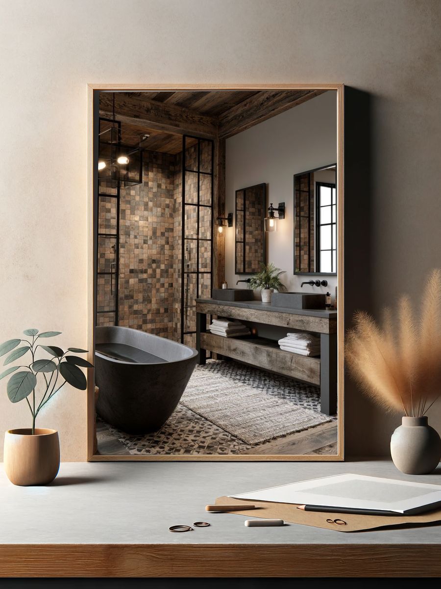 Rustic Spa Bathroom Interior Print. — room view 2