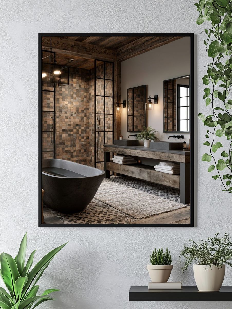 Rustic Spa Bathroom Interior Print. — room view 4