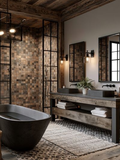Rustic Spa Bathroom Interior Print.