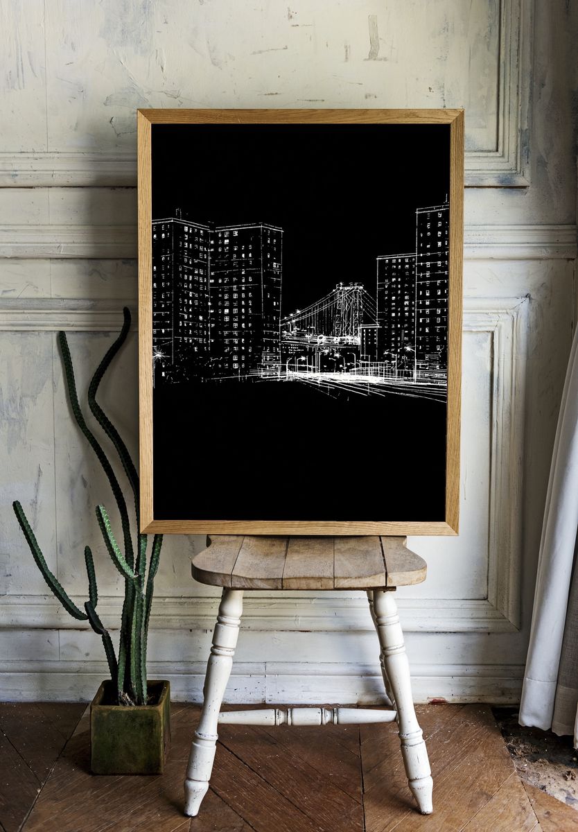 City Skyline Line Art Poster. — room view 1