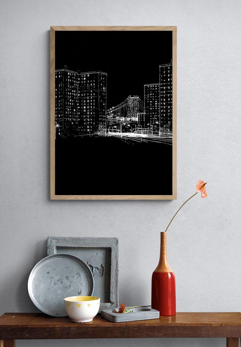 City Skyline Line Art Poster. — room view 3