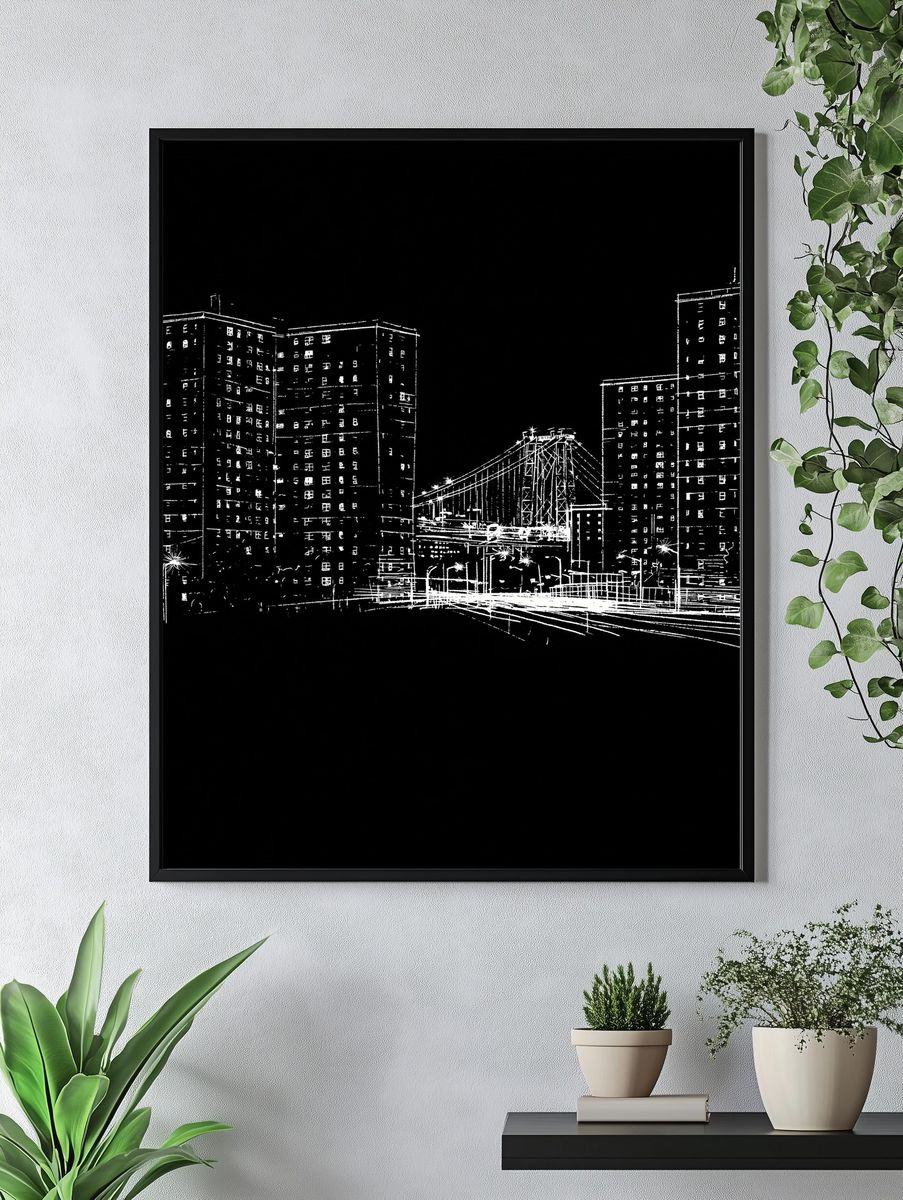 City Skyline Line Art Poster. — room view 4