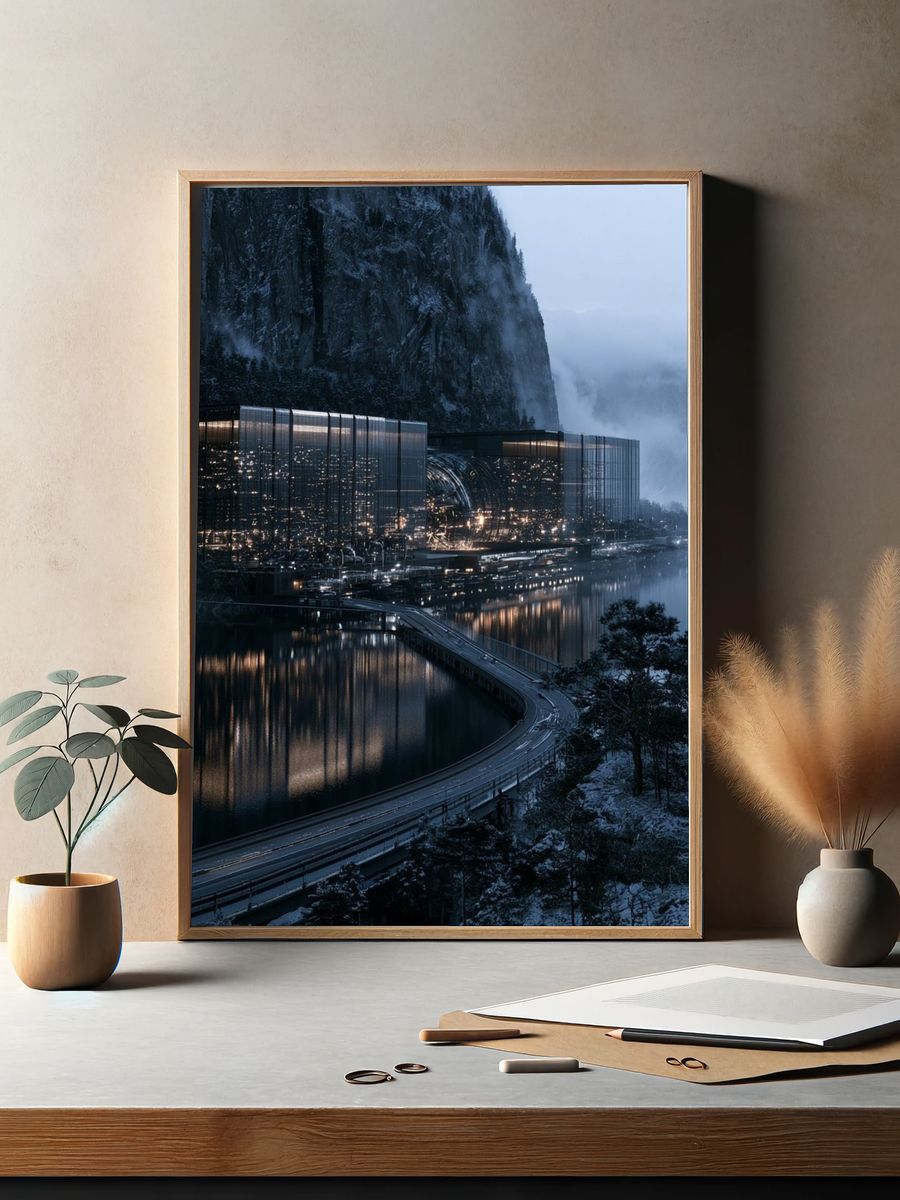 Futuristic Mountain Resort Poster. — room view 2