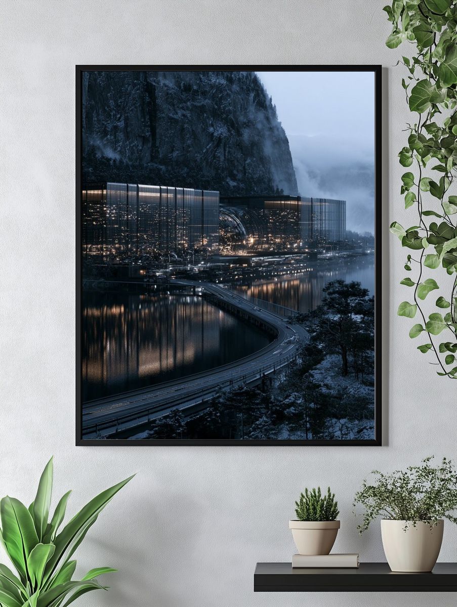 Futuristic Mountain Resort Poster. — room view 4