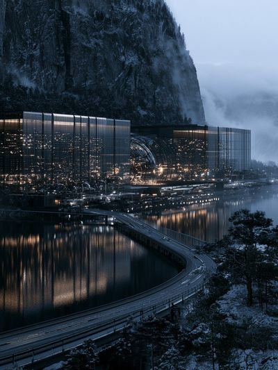 Futuristic Mountain Resort Poster.