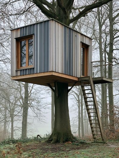 Treehouse in Misty Forest Poster. poster