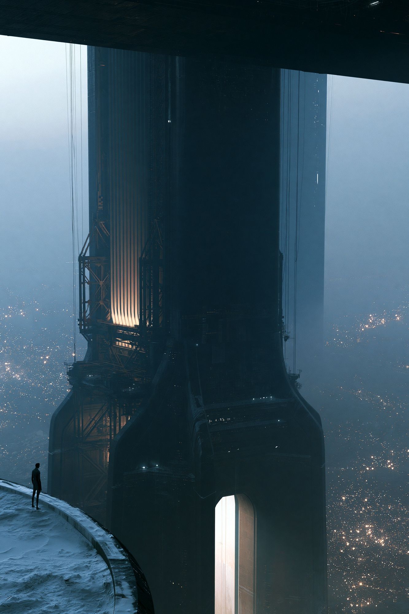 Futuristic Tower Cityscape Poster. poster — architecture art