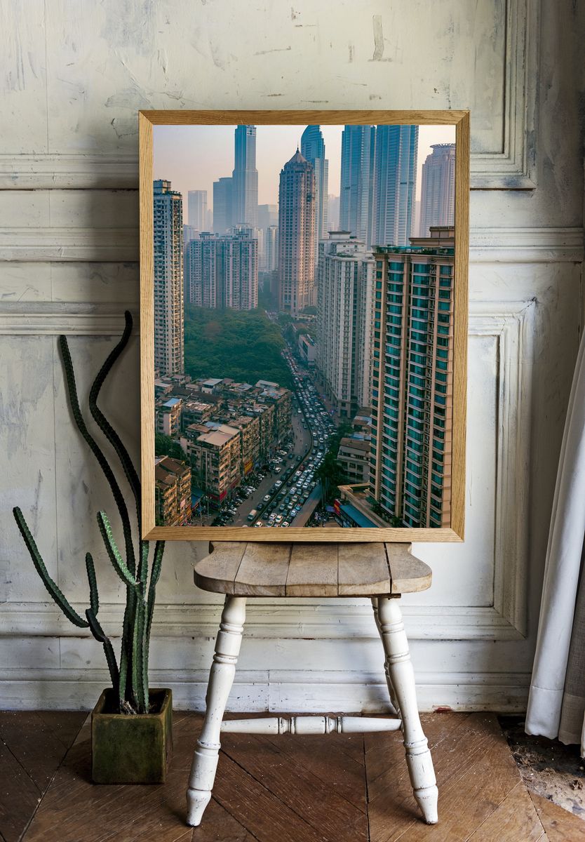 Urban Skyline Cityscape Photography Poster. room preview