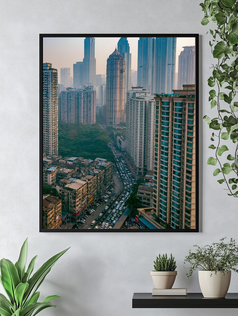 Urban Skyline Cityscape Photography Poster. — room view 4