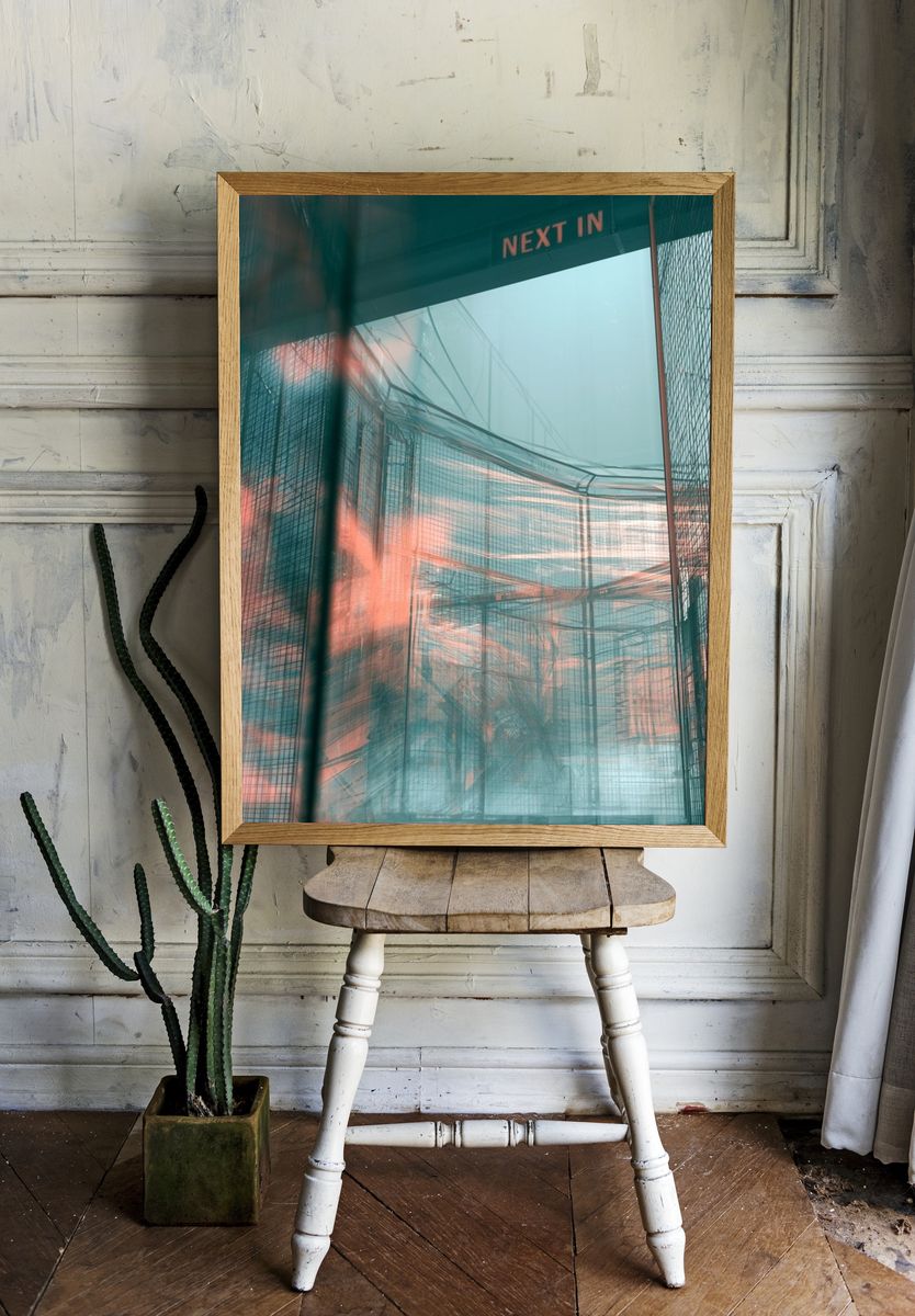 Neon Mesh Corridor Photography Poster. — room view 1