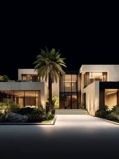 Modern Villa Night Architecture Poster.