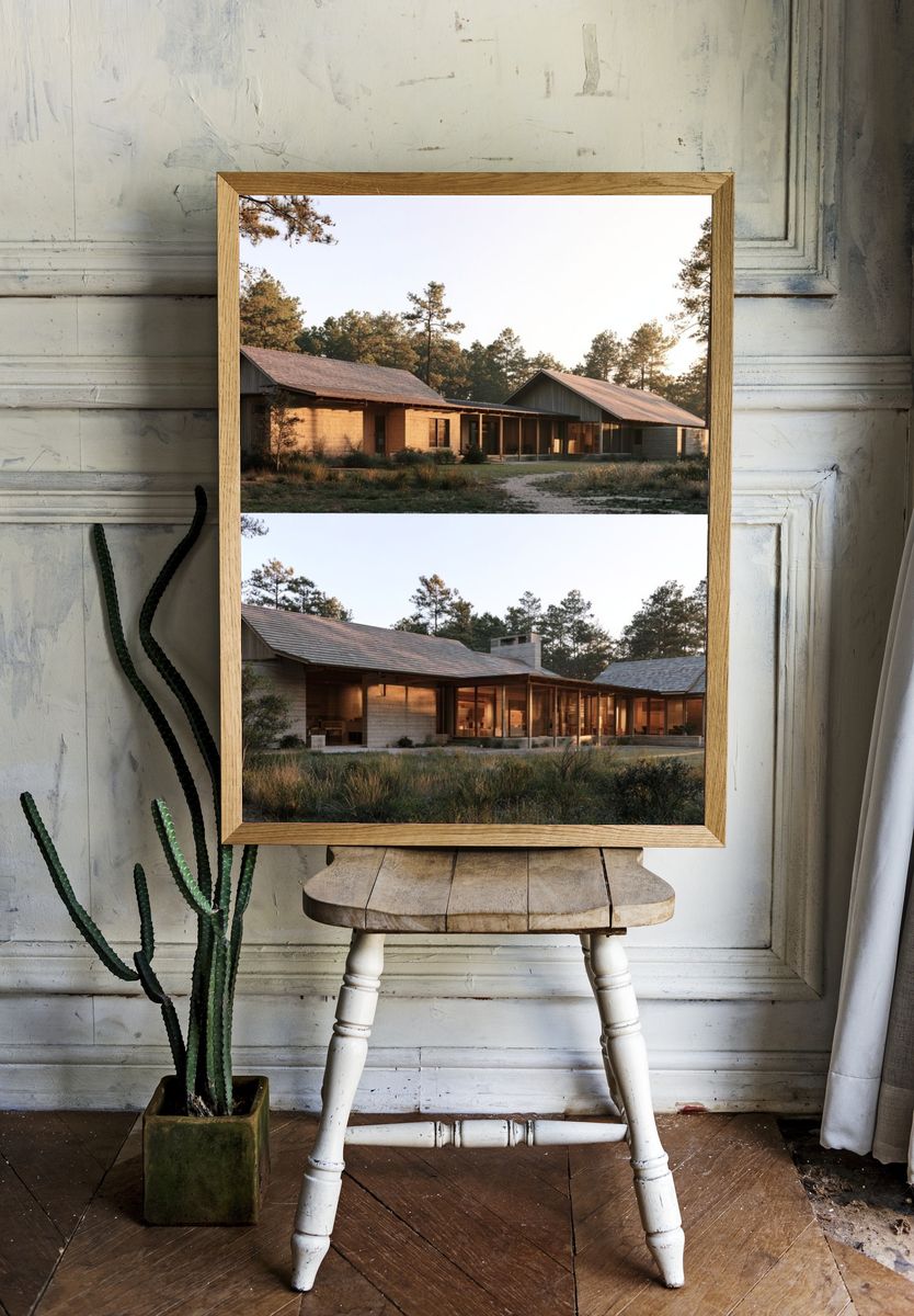 Modern Forest Cabin Architecture Poster. room preview
