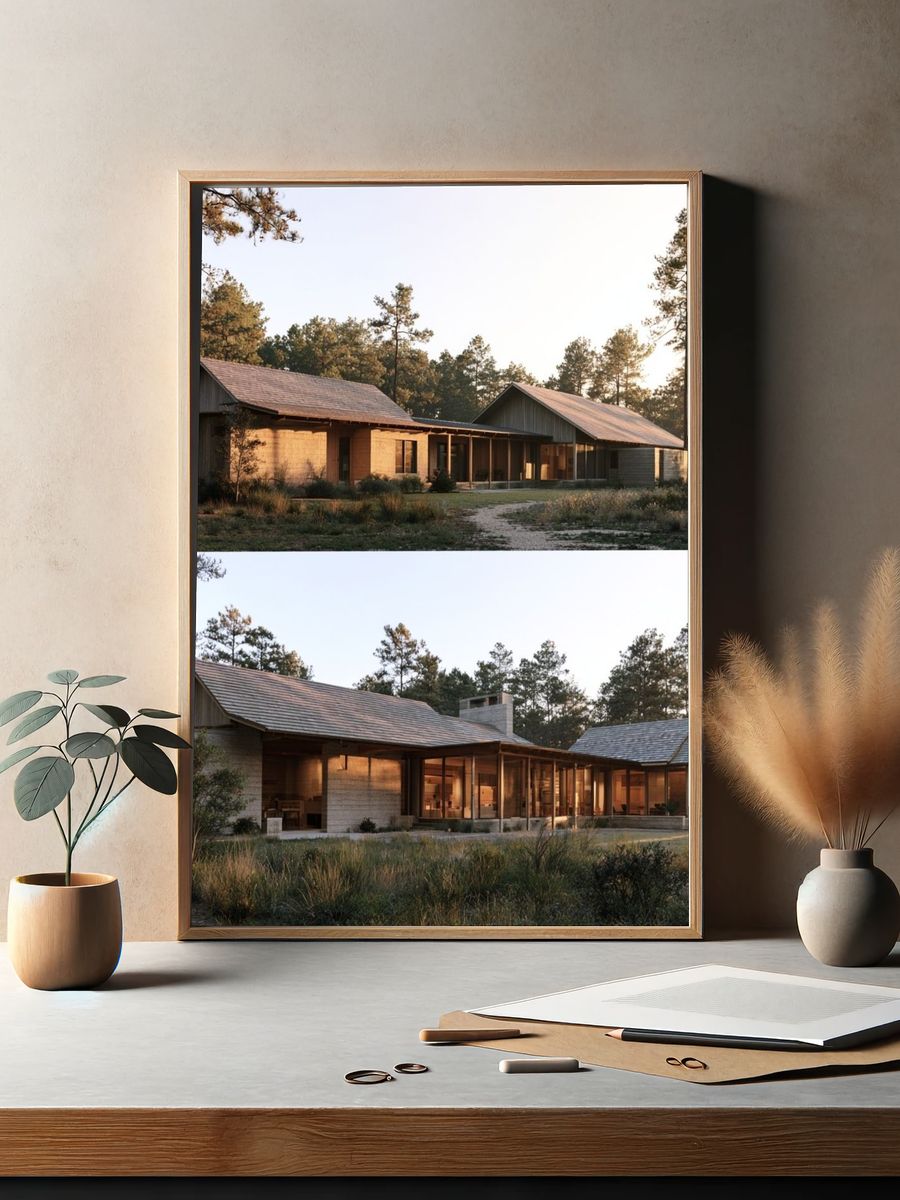 Modern Forest Cabin Architecture Poster. — room view 2