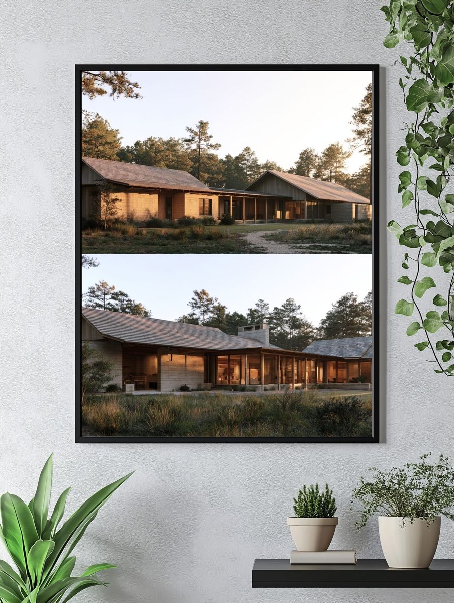 Modern Forest Cabin Architecture Poster. — room view 4