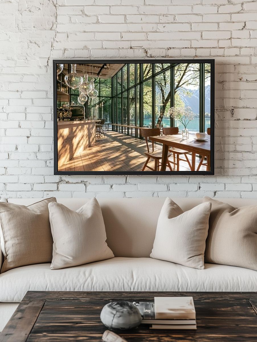 Lakeside Glass House Interior Poster. — room view 1