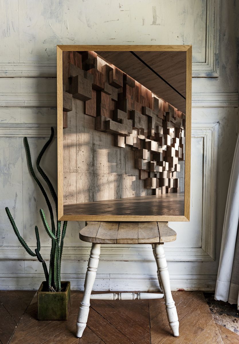 Concrete Cubes Architecture Poster. room preview