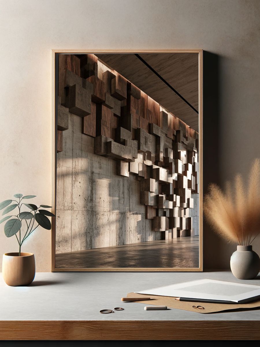 Concrete Cubes Architecture Poster. — room view 2
