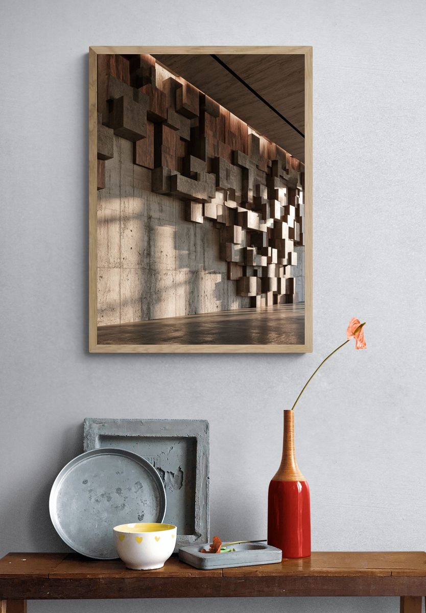 Concrete Cubes Architecture Poster. — room view 3